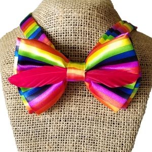 Colorful 🌈 Rainbow Feather Bowtie